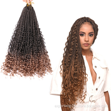 Goddess Faux Locs Crochet Hair Wholesale Wavy River Curly Box Locs Braids Synthetic Faux Locs Goddess Curly Ends Pre Looped Twis